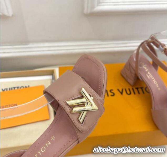 Good Taste Louis Vuitton Shake Strap Sandals 5.5cm with Quilted Heel in Calfskin Nude 426075