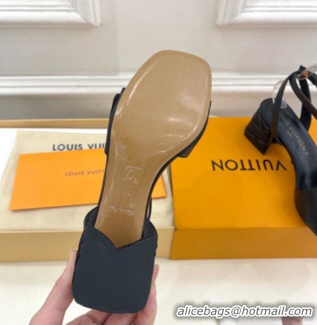 Good Looking Louis Vuitton Shake Strap Sandals 5.5cm with Quilted Heel in Calfskin Black 426076