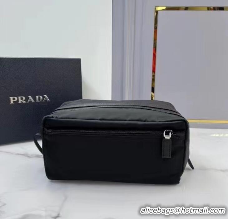 Reasonable Price Prada Re-Nylon And Saffiano Leather Travel Pouch Bag 2NA029 Black