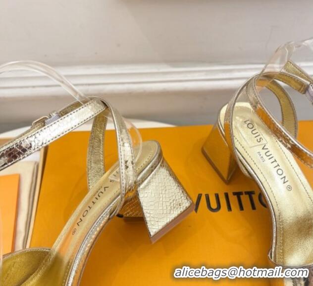 Best Product Louis Vuitton Shake Strap Sandals 5.5cm in Snakeskin Embossed Gold 426080