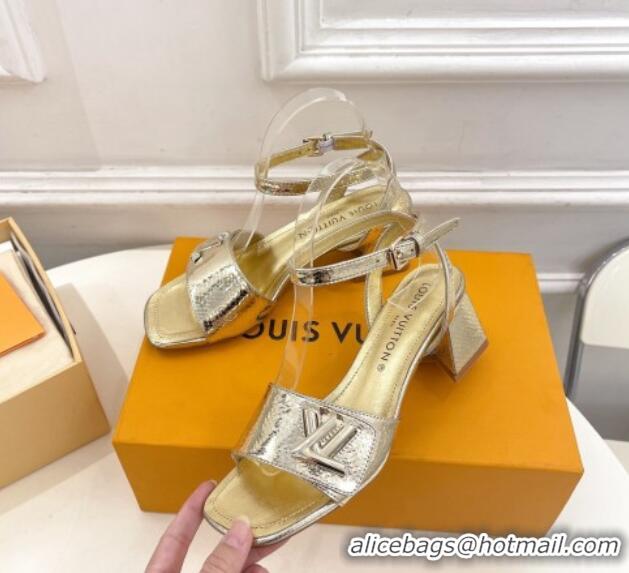 Best Product Louis Vuitton Shake Strap Sandals 5.5cm in Snakeskin Embossed Gold 426080