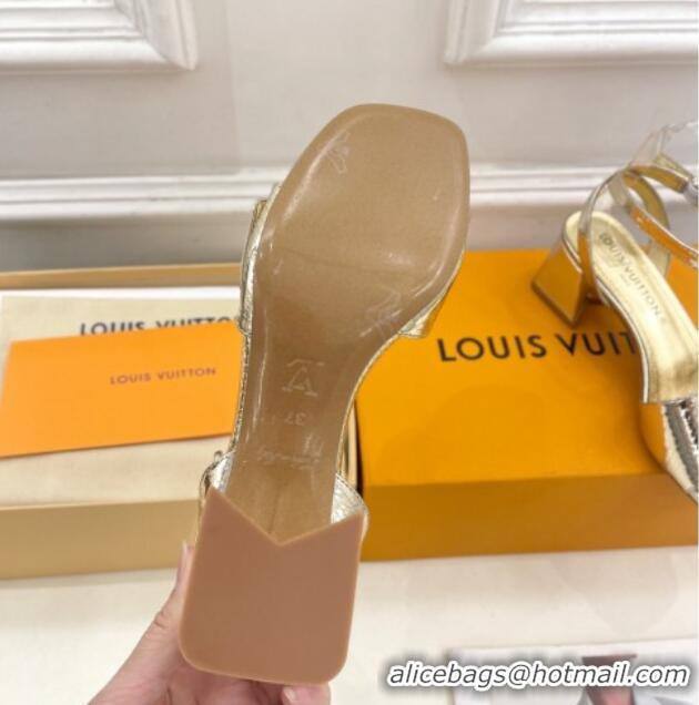 Best Product Louis Vuitton Shake Strap Sandals 5.5cm in Snakeskin Embossed Gold 426080