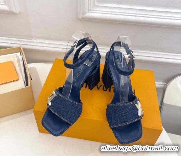 Low Price Louis Vuitton Shake Strap Sandals 9cm in Blue Denim 426082