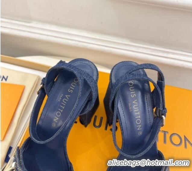 Low Price Louis Vuitton Shake Strap Sandals 9cm in Blue Denim 426082