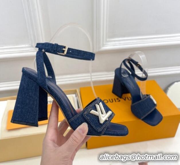 Low Price Louis Vuitton Shake Strap Sandals 9cm in Blue Denim 426082