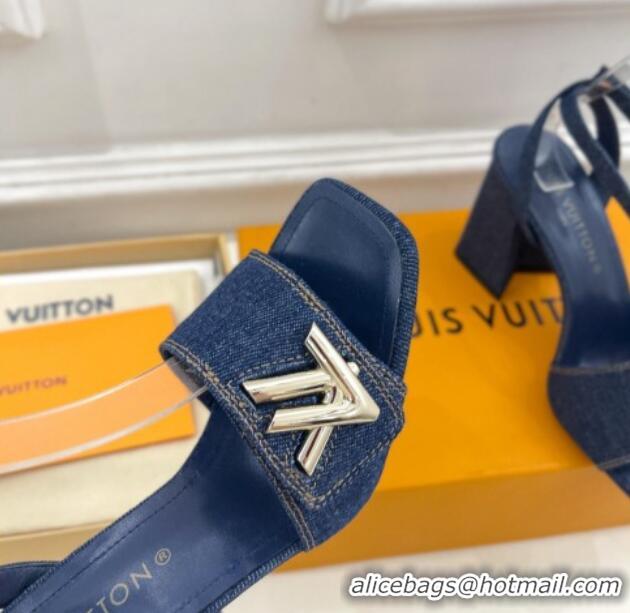 Low Price Louis Vuitton Shake Strap Sandals 9cm in Blue Denim 426082