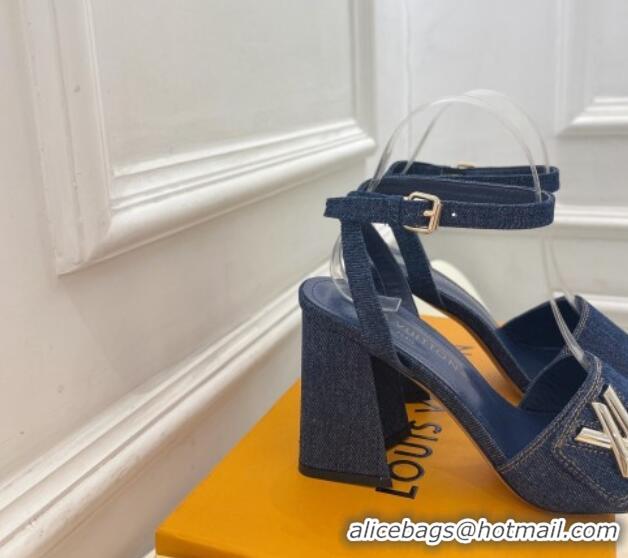 Low Price Louis Vuitton Shake Strap Sandals 9cm in Blue Denim 426082