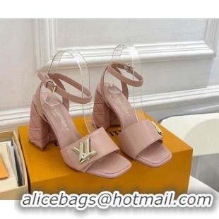 Best Quality Louis Vuitton Shake Strap Sandals 9cm with Quilted Heel in Calfskin Light Pink 426083