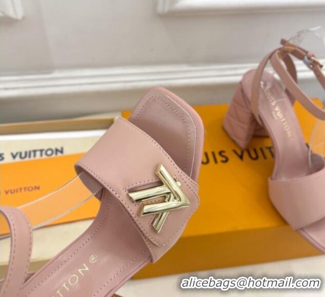 Best Quality Louis Vuitton Shake Strap Sandals 9cm with Quilted Heel in Calfskin Light Pink 426083