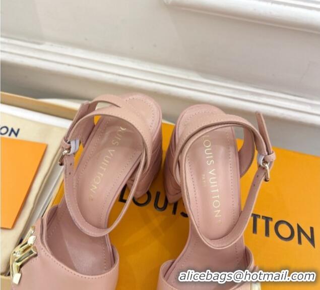 Best Quality Louis Vuitton Shake Strap Sandals 9cm with Quilted Heel in Calfskin Light Pink 426083