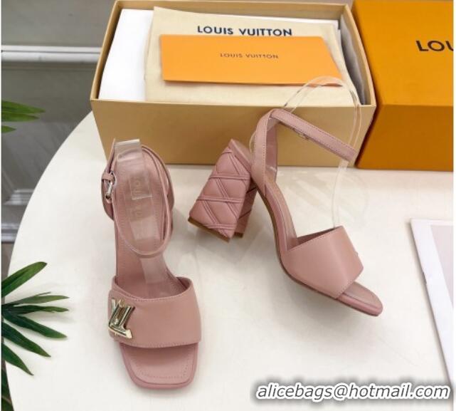 Best Quality Louis Vuitton Shake Strap Sandals 9cm with Quilted Heel in Calfskin Light Pink 426083