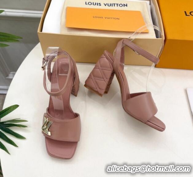 Best Price Louis Vuitton Shake Strap Sandals 9cm with Quilted Heel in Calfskin Nude 426084