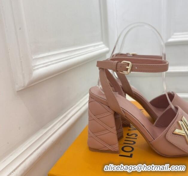 Best Price Louis Vuitton Shake Strap Sandals 9cm with Quilted Heel in Calfskin Nude 426084