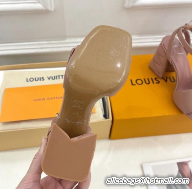 Best Price Louis Vuitton Shake Strap Sandals 9cm with Quilted Heel in Calfskin Nude 426084