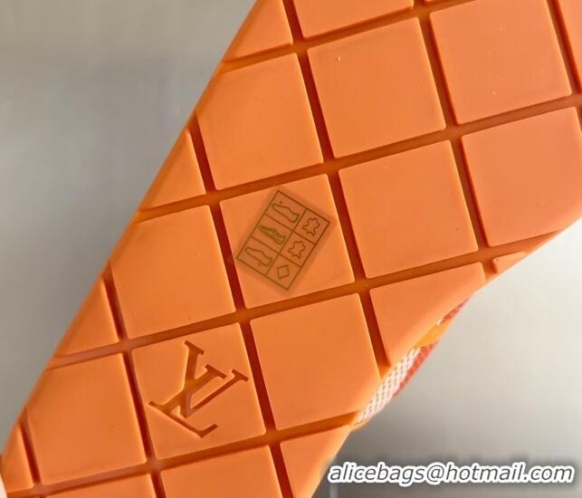 Design Discount Louis Vuitton Men's LV Venice Flat Slide Sandals in Damier Leather Orange 426100