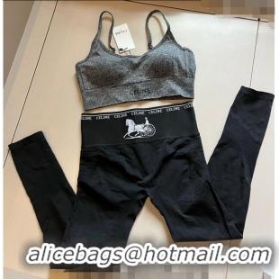 Cheapest Celine Yoga Activewear Set 0509 Grey/Black 2024