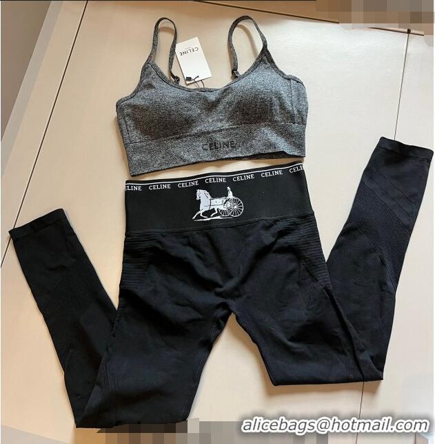 Cheapest Celine Yoga Activewear Set 0509 Grey/Black 2024