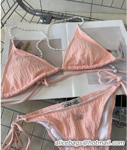 Buy Fashionable Chanel Swimwear with Pearls 050989 Pink 2024