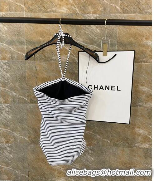 ​Inexpensive Chanel Swimwear with Stripes 9098 White/Black 2024