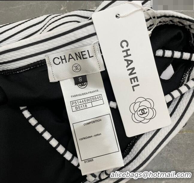 ​Inexpensive Chanel Swimwear with Stripes 9098 White/Black 2024