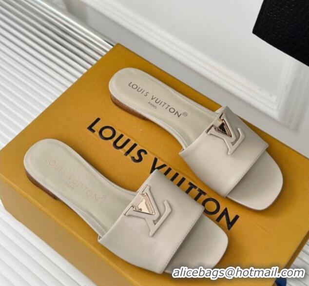 Best Price Louis Vuitton LV Capri Flat Slide Sandals in Calf Leather Grey 426102