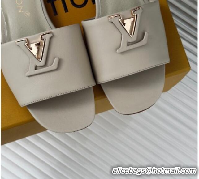 Best Price Louis Vuitton LV Capri Flat Slide Sandals in Calf Leather Grey 426102