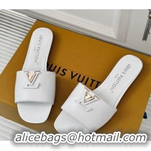 Perfect Louis Vuitton LV Capri Flat Slide Sandals in Calf Leather White 426104