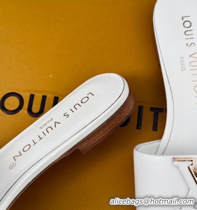 Perfect Louis Vuitton LV Capri Flat Slide Sandals in Calf Leather White 426104