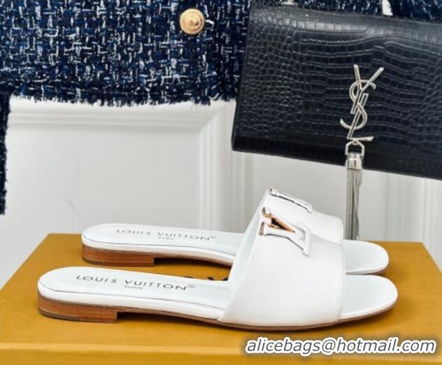 Perfect Louis Vuitton LV Capri Flat Slide Sandals in Calf Leather White 426104