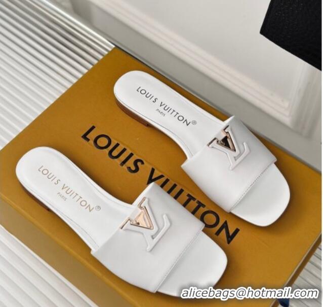 Perfect Louis Vuitton LV Capri Flat Slide Sandals in Calf Leather White 426104