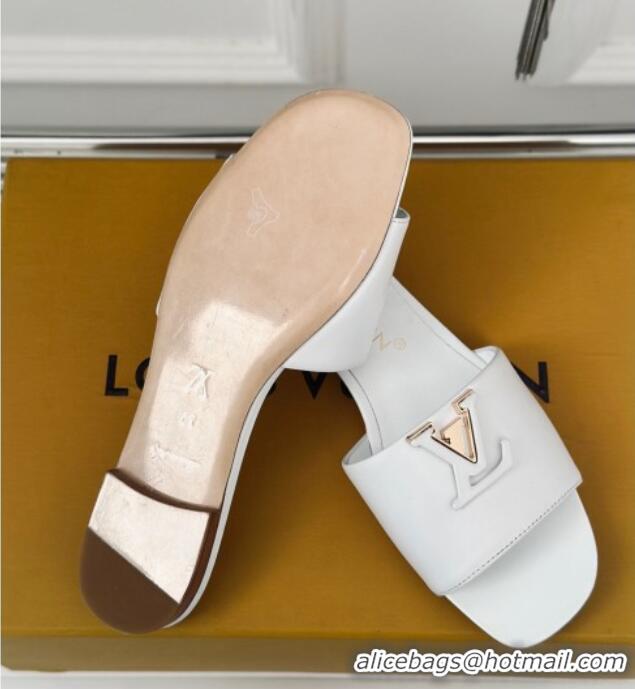 Perfect Louis Vuitton LV Capri Flat Slide Sandals in Calf Leather White 426104