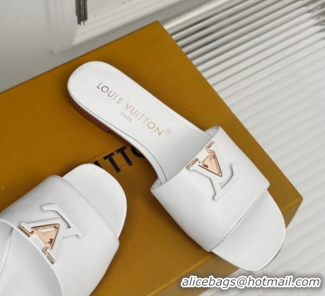 Perfect Louis Vuitton LV Capri Flat Slide Sandals in Calf Leather White 426104