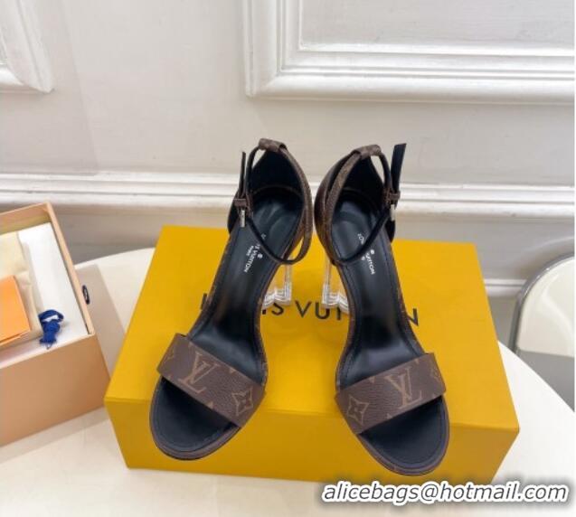 Top Design Louis Vuitton Monogram Canvas Sandals 10cm with Clear Heel 0426109