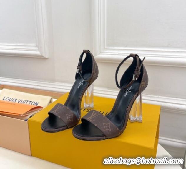 Top Design Louis Vuitton Monogram Canvas Sandals 10cm with Clear Heel 0426109