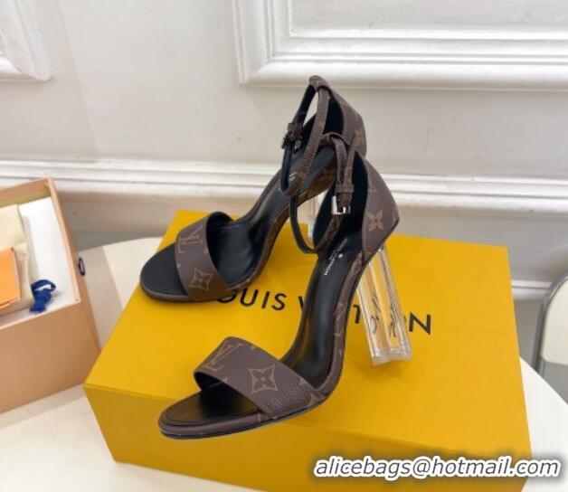 Top Design Louis Vuitton Monogram Canvas Sandals 10cm with Clear Heel 0426109