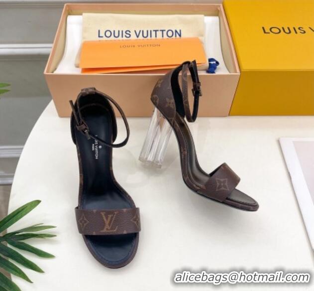 Top Design Louis Vuitton Monogram Canvas Sandals 10cm with Clear Heel 0426109