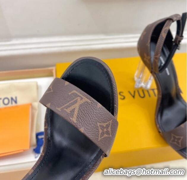 Top Design Louis Vuitton Monogram Canvas Sandals 10cm with Clear Heel 0426109