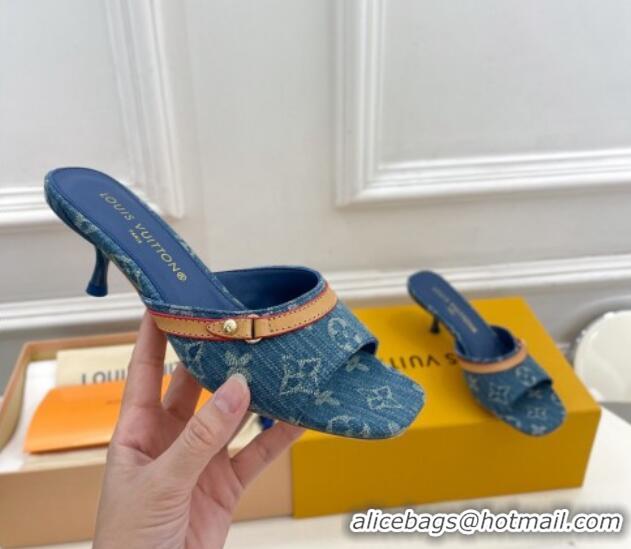 Sumptuous Louis Vuitton Neo Revival Heel Slide Sandals 5cm in Light Blue Monogram Denim 426111