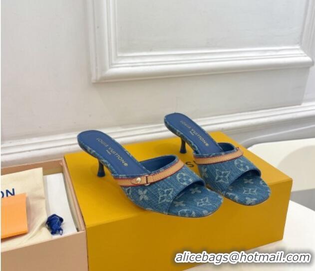 Sumptuous Louis Vuitton Neo Revival Heel Slide Sandals 5cm in Light Blue Monogram Denim 426111