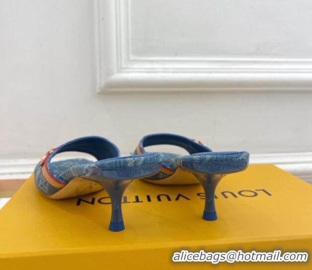 Sumptuous Louis Vuitton Neo Revival Heel Slide Sandals 5cm in Light Blue Monogram Denim 426111