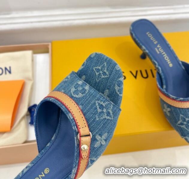 Sumptuous Louis Vuitton Neo Revival Heel Slide Sandals 5cm in Light Blue Monogram Denim 426111