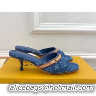 Good Product Louis Vuitton Neo Revival Heel Slide Sandals 5cm in Dark Blue Monogram Denim 426112