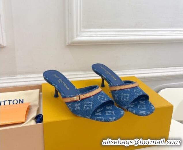 Good Product Louis Vuitton Neo Revival Heel Slide Sandals 5cm in Dark Blue Monogram Denim 426112