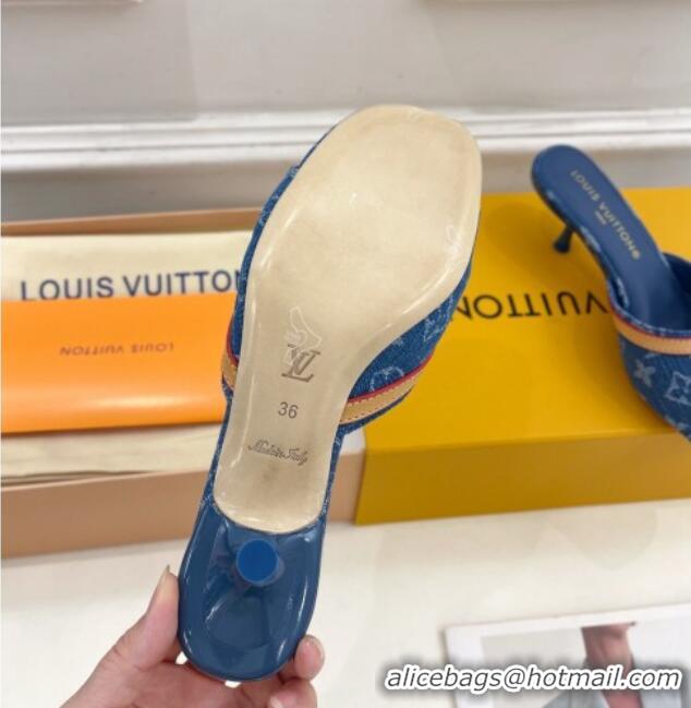 Good Product Louis Vuitton Neo Revival Heel Slide Sandals 5cm in Dark Blue Monogram Denim 426112