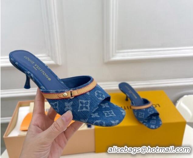 Good Product Louis Vuitton Neo Revival Heel Slide Sandals 5cm in Dark Blue Monogram Denim 426112