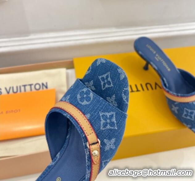 Good Product Louis Vuitton Neo Revival Heel Slide Sandals 5cm in Dark Blue Monogram Denim 426112