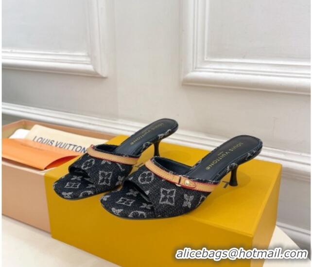 Buy Fashionable Louis Vuitton Neo Revival Heel Slide Sandals 5cm in Back Monogram Denim 426114