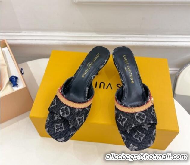 Buy Fashionable Louis Vuitton Neo Revival Heel Slide Sandals 5cm in Back Monogram Denim 426114