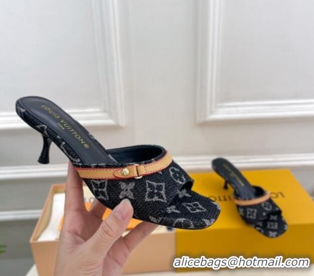 Buy Fashionable Louis Vuitton Neo Revival Heel Slide Sandals 5cm in Back Monogram Denim 426114