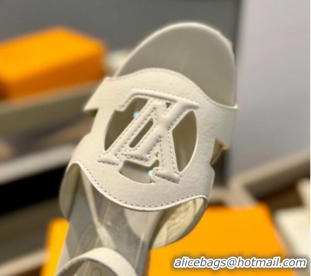 Hot Style Louis Vuitton Isola Wedge Sandals 9cm with LV Circle in Calf Leather White 426117